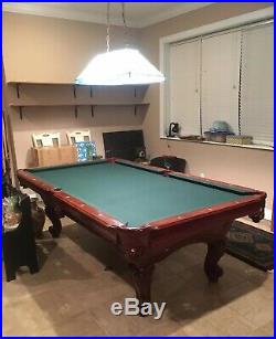 9 Pool table 3 slate mahogany wood green felt w Cover Billiards Light & extras