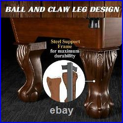 90 Ball and Claw Leg Billiard, Pool Table with Cue Rack and Dartboard Set