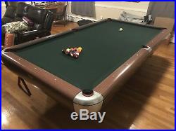 9ft VINTAGE SLATE POOL TABLE With ACCESSORIES. ART DECO, ANTIQUE BILLIARDS