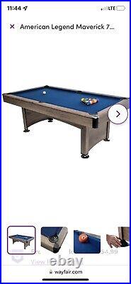 American Legend Maverick 7' Billiard Table With Pool Cues And Balls Blue