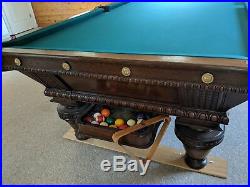 Antique Brunswick Balke Collender 9' Union League Pool Table and Accessories
