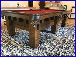 Antique Brunswick Billiards 9' Mission Arts and Crafts Era Pool Table