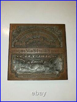 Antique Pool/Brunswick/Billiard Hyatt Celluliod Pat 1870 Bronze Printers Plate