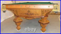Antique Pool Table J E Came made Brilliant Novelty STYLE 9 ft. Birds-eye maple