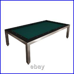 Aramith Brushed Stainless Steel w Black Lacquer Top Fusion Pool Table w Benches