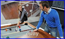 Aramith Brushed Stainless Steel w Wood Top Fusion Pool Table w Benches