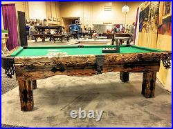 Artemis 8' Hand-Crafted Rustic Log Pool Table Billiard Table for Log Home/Cabin