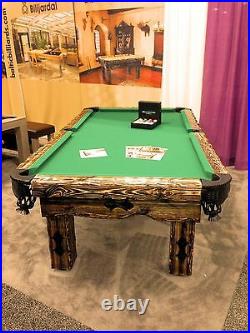 Artemis 8' Hand-Crafted Rustic Log Pool Table Billiard Table for Log Home/Cabin