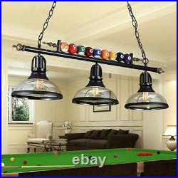 Ball Design Pool Table Light Billiard Pendant Lamp Glass Shade Island Chandelier