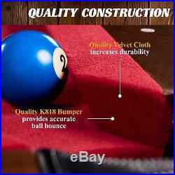Barrington 90 Ball and Claw Leg Pool Table, Cue Rack, Dartboard, Burgundy NEW