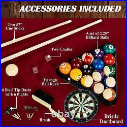 Barrington Billiard 90 Pool Table with Dartboard Cue Rack Cabinet Accessories