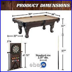 Barrington Billiard 90 Pool Table with Dartboard Cue Rack Cabinet Accessories