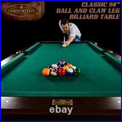 Barrington Billiards 90 Ball and Claw Leg Pool Table with Cue Rack