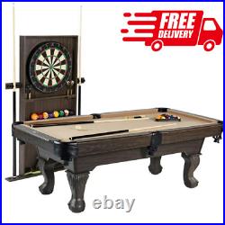Barrington Billiards 90 Ball and Claw Leg Pool Table with Cue Rack, Brown