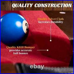 Barrington Billiards 90 Ball and Claw Leg Pool Table with Cue Rack, Burgundy