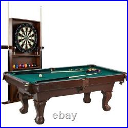 Barrington Billiards 90 Ball and Claw Leg Pool Table with Cue Rack Dartboard