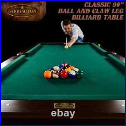 Barrington Billiards 90 Ball and Claw Leg Pool Table with Cue Rack, Dartboard