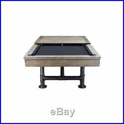 Bedford Pool Table 8' Weathered Oak with Dining Top and Iron Legs FREE SHIPPING