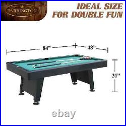 Billiard 84 Arcade Pool Table with Bonus Dartboard Set, Green black wood grain