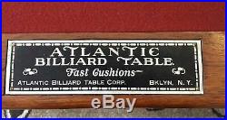 Billiard / Pool Table Antique 9 ft Atlantic Billiards circa 1920