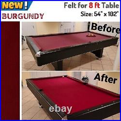 Billiard Pool Table Felt for 8 Ft Table Burgundy Beginner/ Intermediate Players