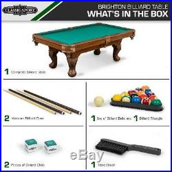 Billiard Pool Table Game Room Green Cloth Complete Set Balls Cues Chalk Triangle