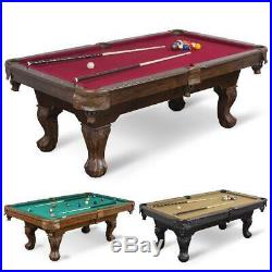 Billiard Pool Table Set With Wooden Billiard Cues Balls Chalk Triangle Brush 87