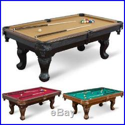 Billiard Pool Table Tan Cloth Complete Set Wood Cues Balls Chalk Triangle Brush