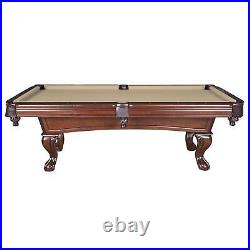 Billiard Pool Table Walnut Finish 8-ft Walnut/Camel Finish Cue Sticks Included