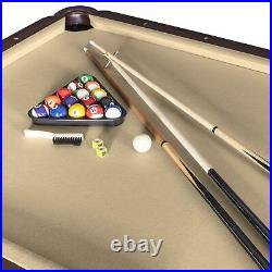 Billiard Pool Table Walnut Finish 8-ft Walnut/Camel Finish Cue Sticks Included