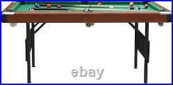 Billiard Table, 65.75 Folding Pool Table with Balls, Cues, Chalk, Brush&Triangle