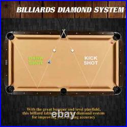 Billiards 90 Ball and Claw Leg Pool Table with Cue Rack, Dartboard Set, Brown