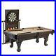 Billiards-90-Ball-and-Claw-Leg-Pool-Table-with-Cue-Rack-Dartboard-Set-Tan-New-01-iprz