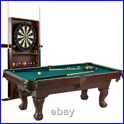 Billiards Barrington 90 Ball & Claw Leg Pool Table with Cue Rack Dartboard Set