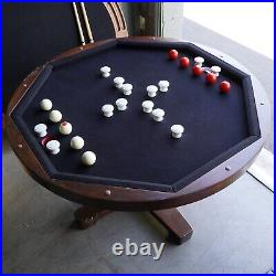 Billiards Bumper Pool & Poker Card Game Round Wood Wooden Table 4' W x 30 Tall