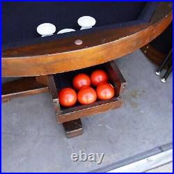 Billiards Bumper Pool & Poker Card Game Round Wood Wooden Table 4' W x 30 Tall