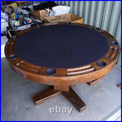 Billiards Bumper Pool & Poker Card Game Round Wood Wooden Table 4' W x 30 Tall