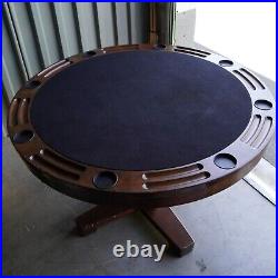 Billiards Bumper Pool & Poker Card Game Round Wood Wooden Table 4' W x 30 Tall