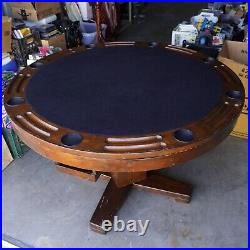 Billiards Bumper Pool & Poker Card Game Round Wood Wooden Table 4' W x 30 Tall