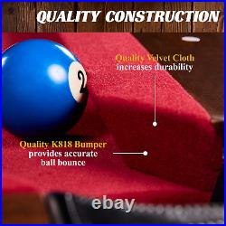 Billiards Play Ball and Claw Leg 90 Pool Table, Cue Rack, Dartboard, Burgundy