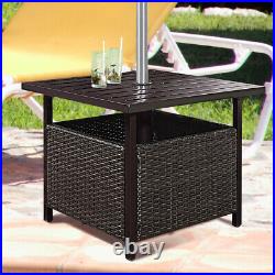 Brown Rattan Wicker Steel Side Table Outdoor Furniture Deck Garden Patio Pool