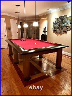 Brunswick 8' Pool Table Manhattan With Pool Cue Wall Rack Stainless Steel