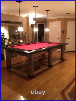 Brunswick 8' Pool Table Manhattan With Pool Cue Wall Rack Stainless Steel