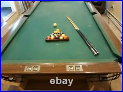 Brunswick 90 Inch Billiard Pool Table With Bonus Cue Rack and balls and sticks