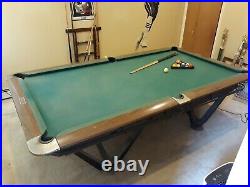 Brunswick 90 Inch Billiard Pool Table With Bonus Cue Rack and balls and sticks