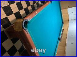 Brunswick-Balke-Collender Co. Monarch Cushion Pool Table Oak-Leather Pockets