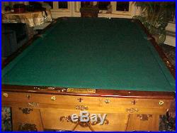 Brunswick Balke Collender Custom Antique 9' Billiard Pool Table Great Condition
