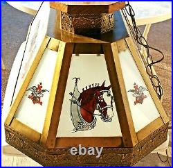 Budweiser Brass Glass Clydesdales Eagle Overhead Billiards Pool Table Light Lamp