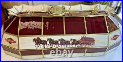 Budweiser Clydesdales Bar, Pool Table Light Stained Glass, 3 lamp LOCAL PICK UP
