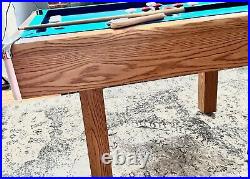 Bumper Pool Table SLATE Wood Finish & Blue Felt